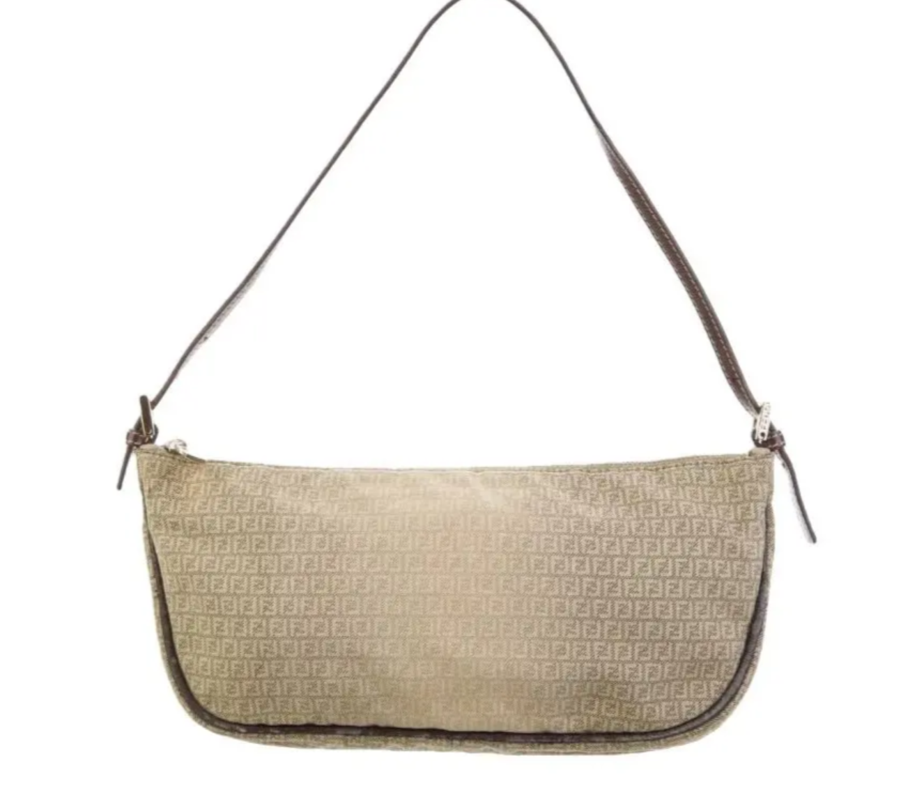 FENDI FF Monogram Denim Zucchino Crescent Shoulder Bag