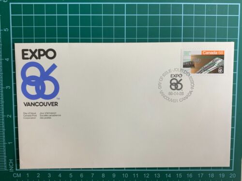 First Day Cover 1986 Canada Transportation Vancouver Expo 68 Cent - Picture 1 of 5