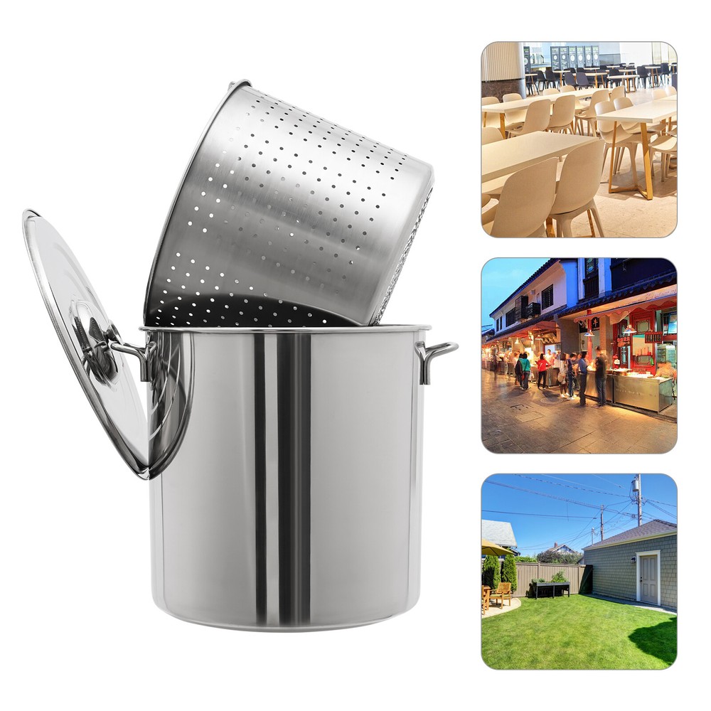 Stainless Steel Seafood Boil Pot with Basket and Strainer for Shrimp Crab Crawfish