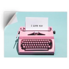 1x Vinyl Sticker Pink Vintage Typewriter Love You #51731