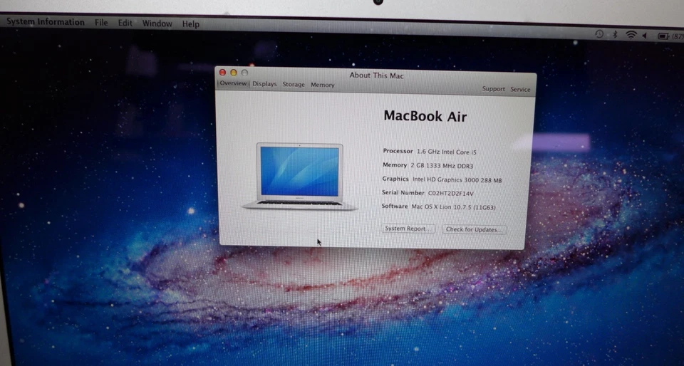 Apple Macbook Air 13.3", Mid 2011, Silver, 1.6GHz, i5, 2GB, 64GB- Loose Hinge - Image 4 of 4