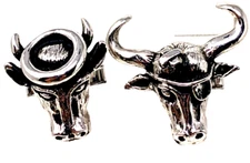 Swank Wall Street Cufflinks Bum Steer & Holy Cow Silver w Black Inscribed