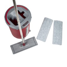 SET MOCIO LAVAPAVIMENTI MOP SECCHIO A 2 SCOMPARTI SALVASPAZIO 2 PANNI MICROFIBRA