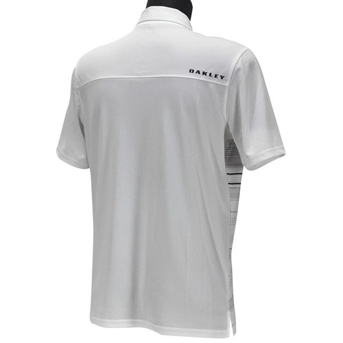 Oakley High Crest Polo Mens S Small White Striped Golf Casual Regular Tee Shirt - Picture 5 of 5