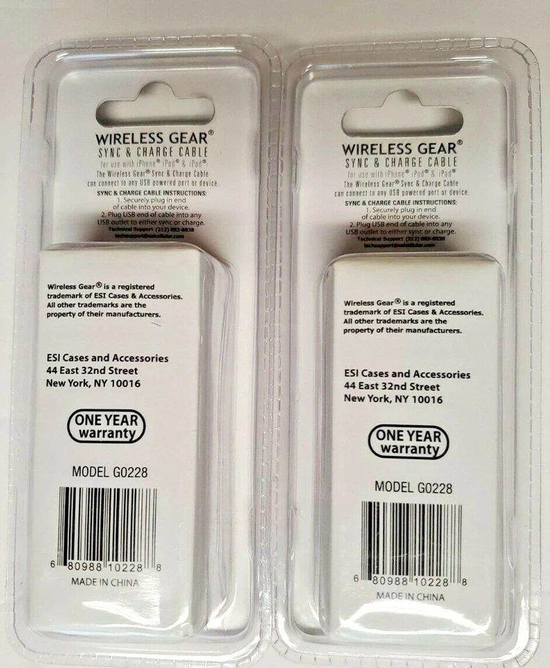 Лот из 2 iPhone iPad iPod поколения 1 беспроводной Gear синхронизации зарядное устройство зарядки кабель 10 футов - Изображение 4 из 4