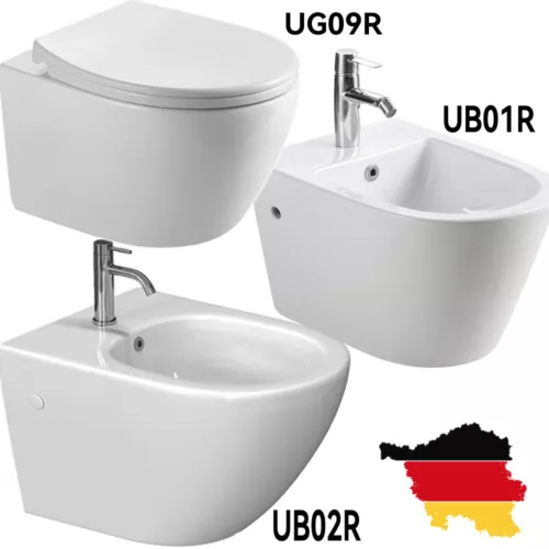 Wand Bidet Set oder Spülrandloses Hänge WC Toilette abnehmbar Soft Close Sitz - Bild 1 von 35