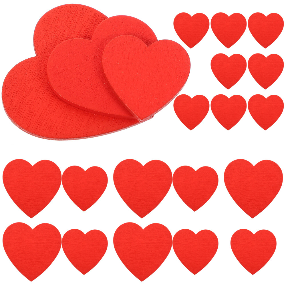 30 Pcs Romantic Red Love Wood Chips Window Decorations Tree