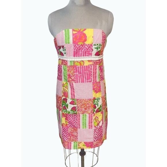 Lilly Pulitzer Bowen Patch Strapless strawberry D… - image 1