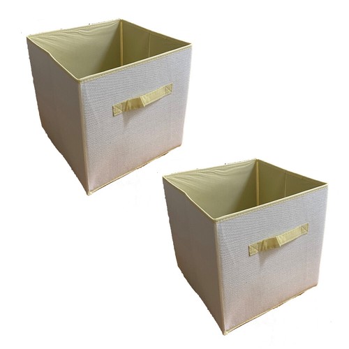 2 Pack Non Woven Storage Box Fabric Collapsible Container Organiser Solution - Picture 3 of 3