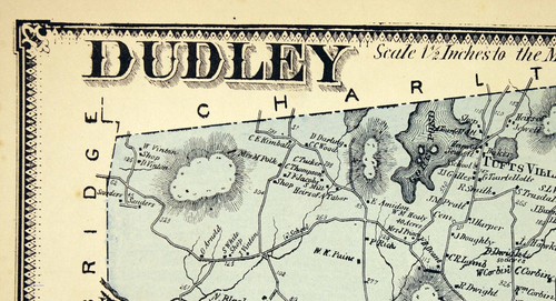 Antique 1870 Map Town of Dudley City North Village Dudley Worcester County MA - Picture 3 of 8