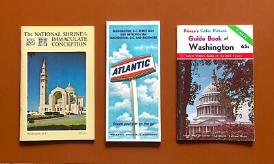 Vintage Map & Guide for Washington DC, National Shrine Guidebook 1960 s