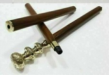 Vintage Antique Brass Knob Designer Handle Wooden Walking Stick Victorian Cane