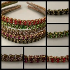 HEADBAND CRYSTALS WRAPPED with METALLIC THREAD SELECT COLOR FREE USA SHIPPING