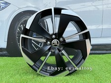 4 x 19 Inch 5x112 VRS Style Black Matt Polished Wheels: Fits For Skoda Fabia