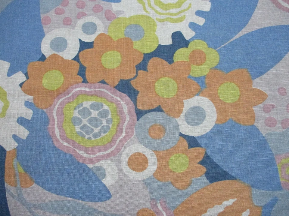 Schumacher Gardinenstoff 'ANITA - FLIEDER/ORANGE' 3 Meter - Leinen - Flower Power - Bild 3 von 4