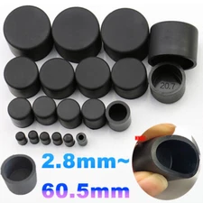 Black Round Silicone Rubber End Cover Caps 2.8mm~60.5mm Pipe Tube Stopper Plugs