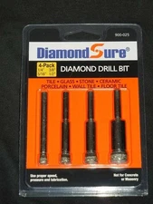NEW! DiamondSure Diamond DIY Hole Saw Drill Bit 4-Pack Lot 1/4" 5/16" 3/8" 1/2"