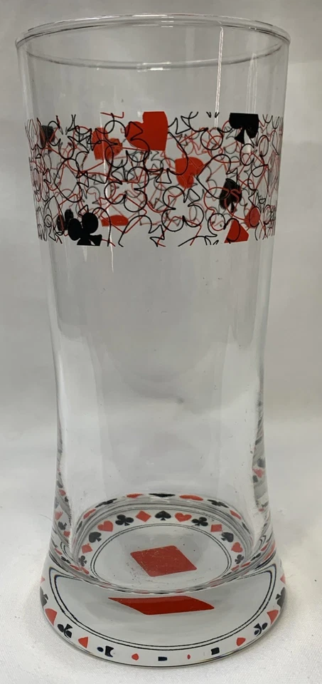 Cerveza POKER, Vaso NEGRO ROJO BLANCO HighBall Mid Century Foto 3 de 4