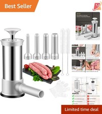 Sausage Stuffer Stainless Steel 2.2L Manual Meat Filling Kit with 4 Tubes