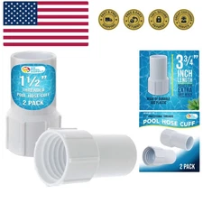 1-1/2'' Pool Hose Cuff - Threaded Replacement Set (2 Pack) for Vacuum Hoses
