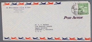 Mayfairstamps Chile 1950s Santiago to US Milwaukee WI Airmail cover cca_11807