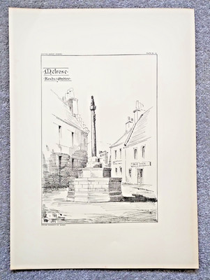 Melrose, Borders Market Cross, Scotland - Antique Print - 1900 (Seller Ref V2)