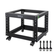 6U Open Frame Server Rack with Wheels- Heavy Duty 4 Post Quick Assembly 19-in...