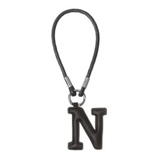 Initial Letter Keychain Cute Leather Keychains with Letter N for Bag Black