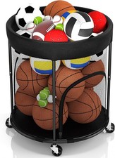 Ball Storage, Basketball Holder Rack Organizer Bin 2 Black