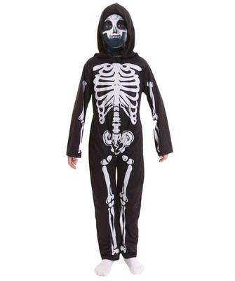 Jungen Skelett Kostüm, Ganzkörper Skelett Print Outfit Halloween Cosplay Outfit