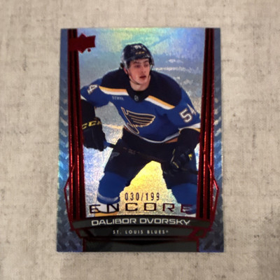 Upper Deck 2025-26 Series 1 Hockey Dalibor Dvorsky Encore #E-9 Red 030/199