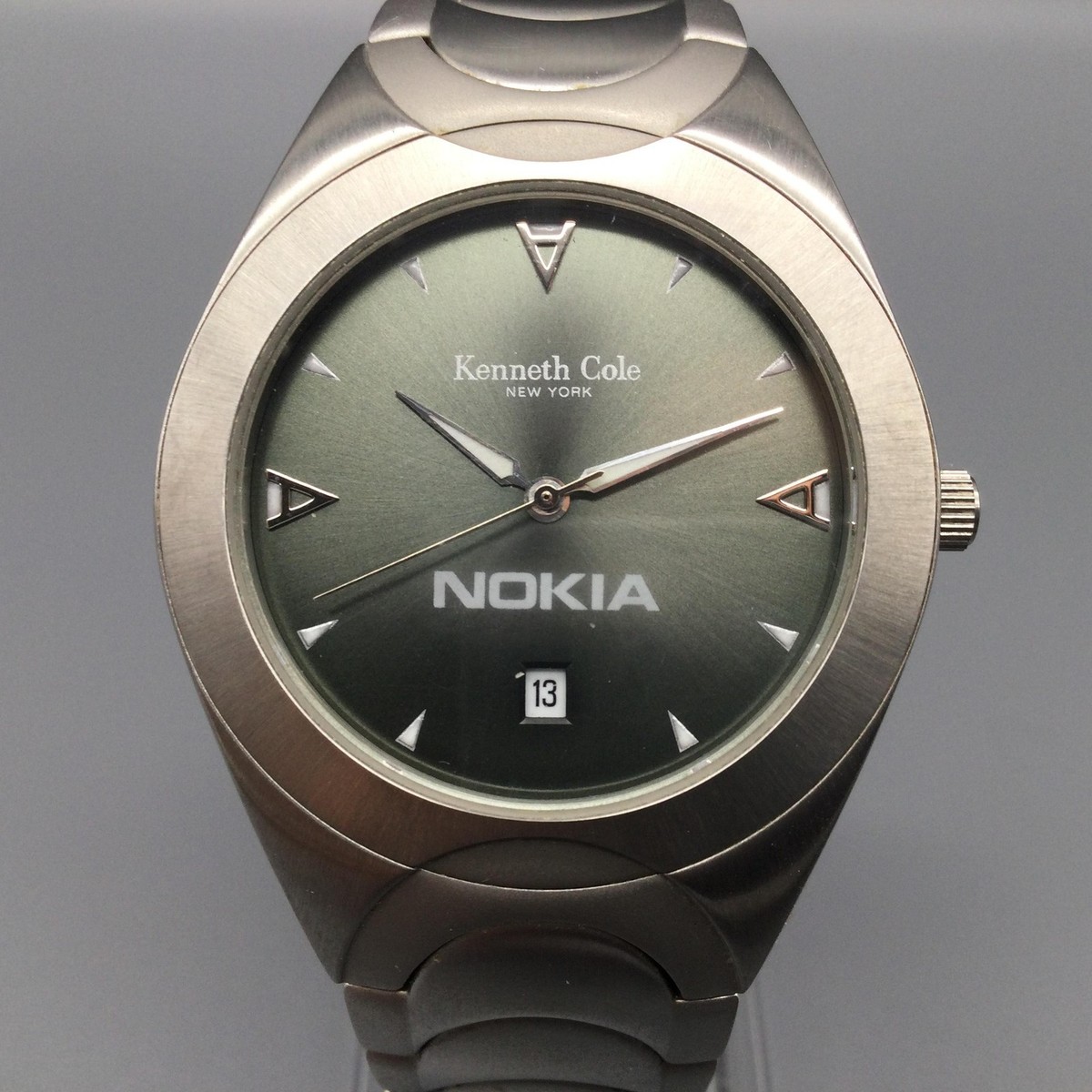 Kenneth Cole Mens Watch 37mm Silver Tone Date Nokia KC3215 New