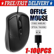 USB 2.0 Optical Wired Scroll Wheel Mouse PC Laptop Notebook Desktop Black Lot