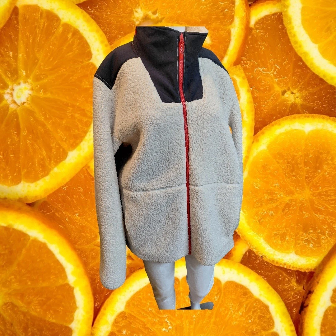 Under Armour Mens Sherpa Fleece Jacket Navy Blue Red Zip Stand Collar Size LG