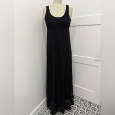 Coco USA Black Floral Lace Scoop Neck Maxi Dress Size S Boho Romantic