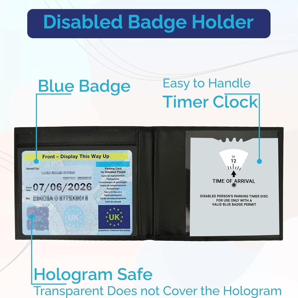 Part Timer Badge Genuine Leather Disabled Blue Badge Holder with Timer Wallet Secured ...