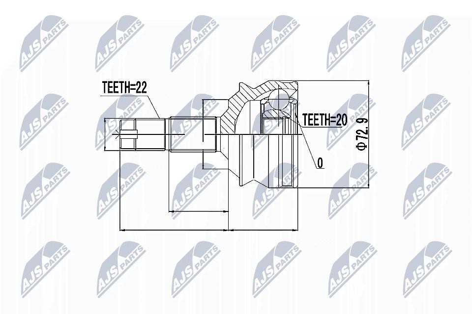 NTY Driveshaft Joint Kit NPZ-FT-002 For Fiat 70mm 22/20 Reinforced