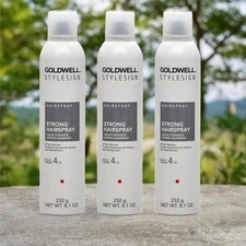 Goldwell Stylesign Hold 4 Strong HairSpray 8.1 Oz,  All Hair Textures, Pack of 3