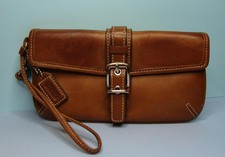 Vintage Coach Slim Soho Brown Leather Buckle Pouch Wallet Wristlet