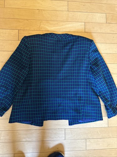 Vintage Henry Lee Anzug Damen 14 blau kariert ahnungslos Kostüm Büro Blazer Gürtel - Bild 6 von 7