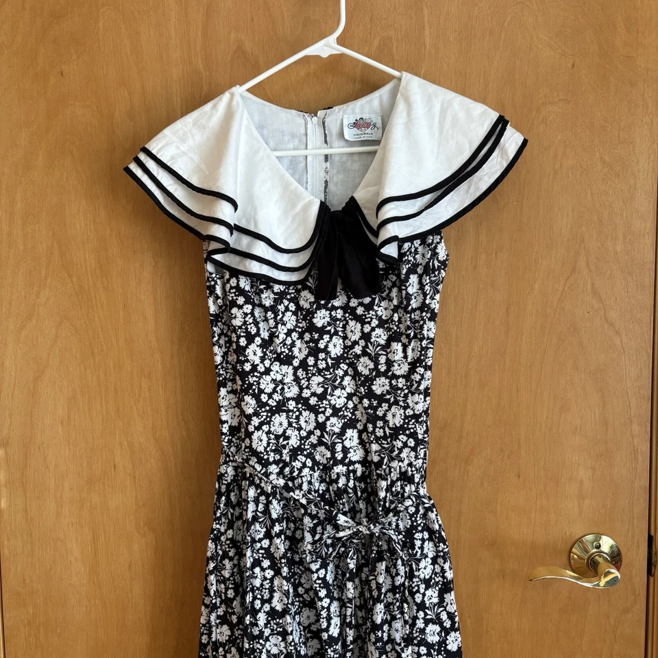 De Colección Lanz Original Vestido Pequeño Floral Vestido Marinero Jardín Fiesta Solero Cuello Foto 2 de 4