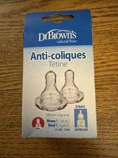Dr. Brown s Level 1 2 Pack Flow , Anti-Colic Nipple, 0 Months , Slow Flow,