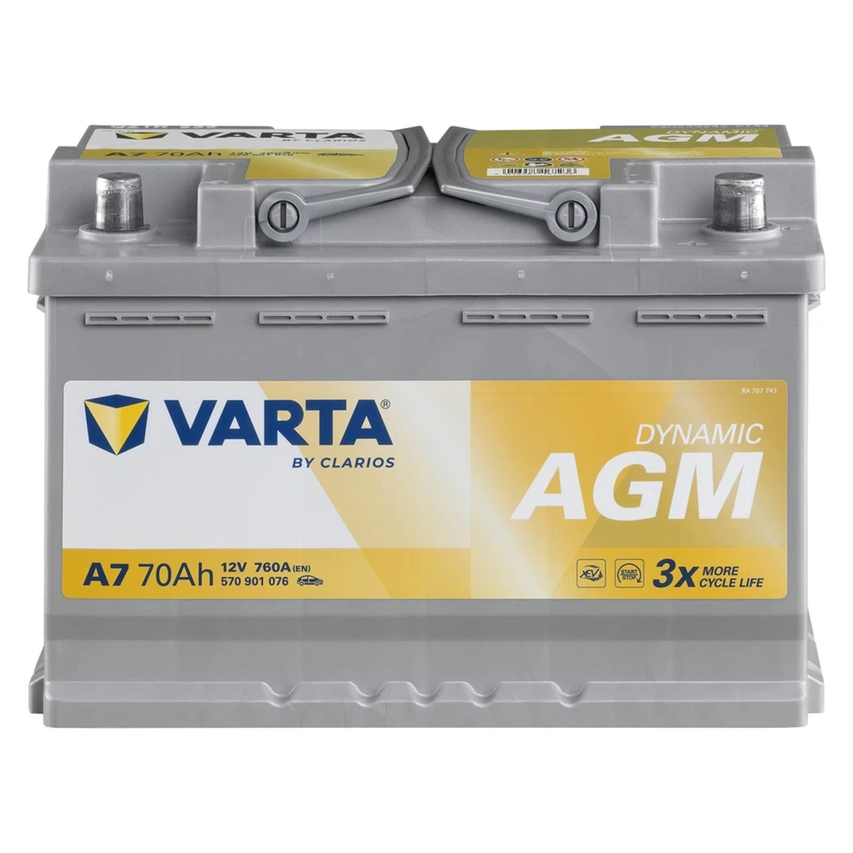 Autobatterie 12V 70Ah  760 A/EN AGM Start-Stop (ex E39) Varta A7 Silver Dynamic - Bild 2 von 4