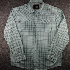 Howler Brothers Shirt Mens Large Blue Gray Plaid Western Pearl Snap Outdoors
