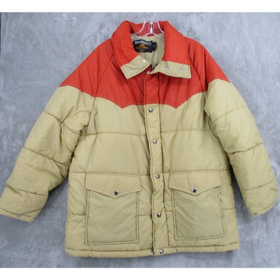 #ad #ad Vintage Sears Jacket Mens XL Western Outdoor Wear Puffer Snap Zip Chore 70s Tan $89.99