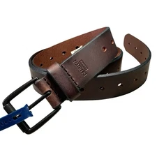 Denizen Levis Mens Belt Brown Leather Cut Out Holes Size 34-36