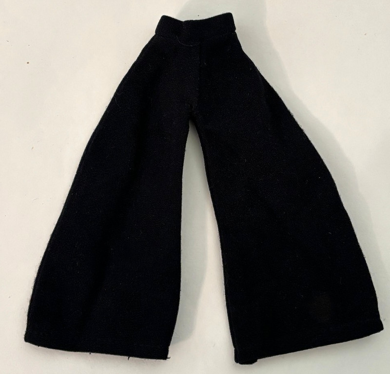 Doll Pants Black Sailor Bell Bottoms Knit No Tag 1 Snap Closure 6" L VTG