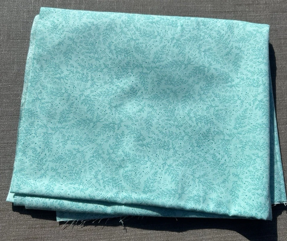 Virginia Robertsons Fabrics Fabri-Quilt Inc Patt Aqua Blue Botanical Pattern VTG - Image 2 of 4