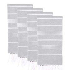 Set of 4 Grey Turkish Beach Towel - 100 Cotton Extra Large Turkish Towel