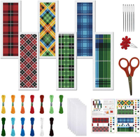6 Set Kreuzstich Lesezeichen Sets Buntes Karomuster Gestempeltes Kreuzstich Set